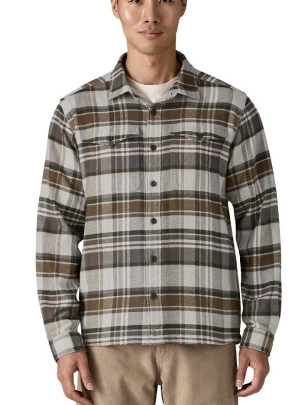 Patagonia Men's Fjord Flannel Blizzard Salt Gray Size XL NEW
